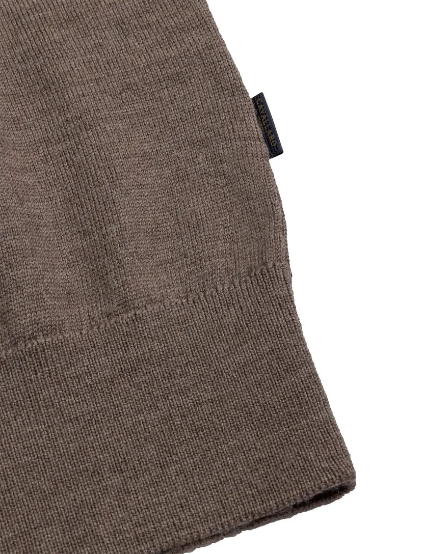 Trui Cavallaro bruin half zip merinowol