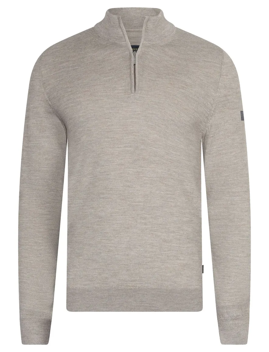 Cavallaro trui half zip beige gemeleerd