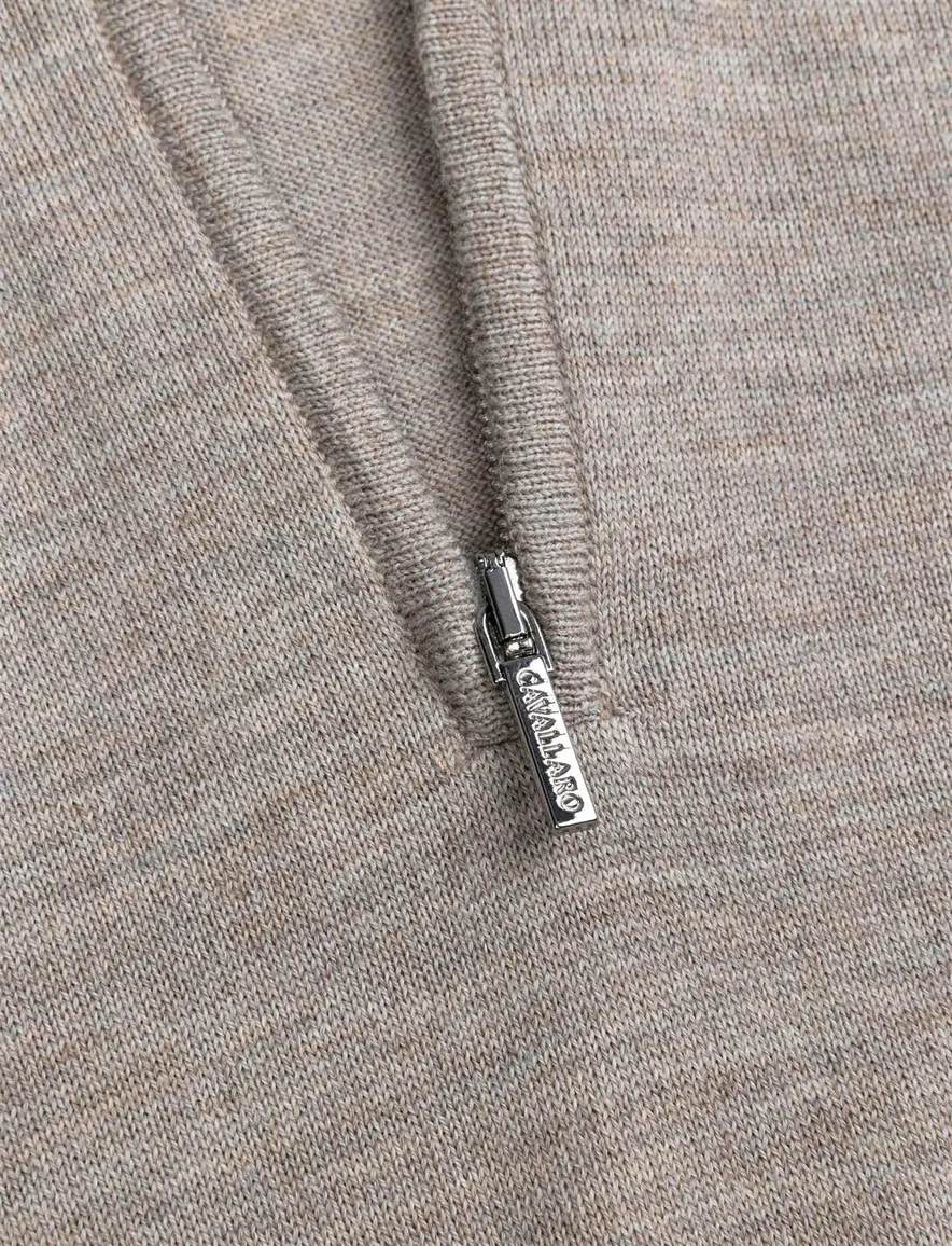 Cavallaro trui half zip beige gemeleerd