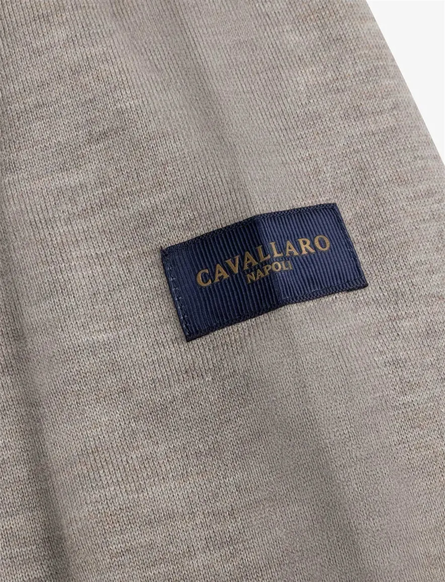 Cavallaro trui half zip beige gemeleerd