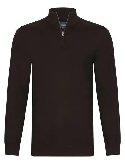Cavallaro Cavallaro trui half zip bruin gemeleerd