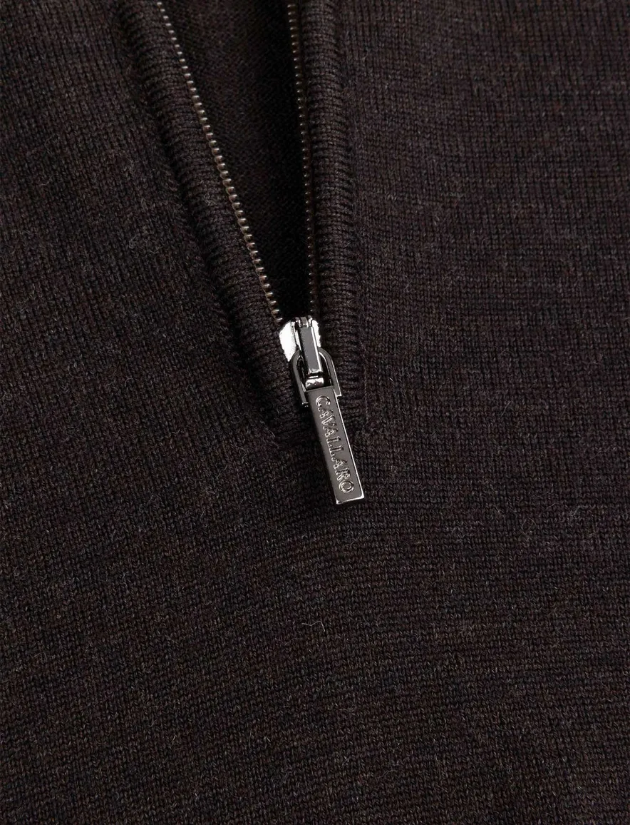 Cavallaro trui half zip bruin gemeleerd