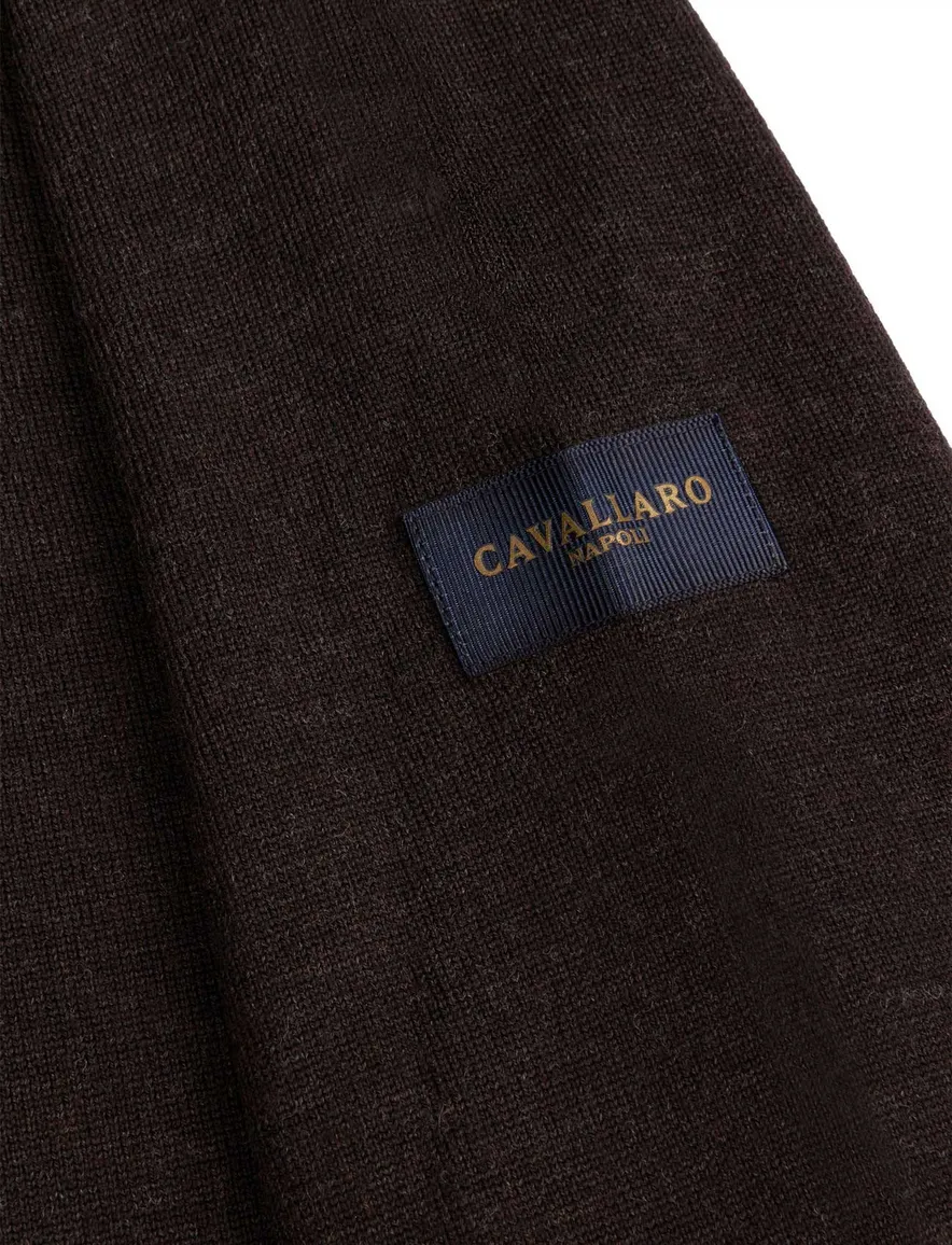 Cavallaro trui half zip bruin gemeleerd