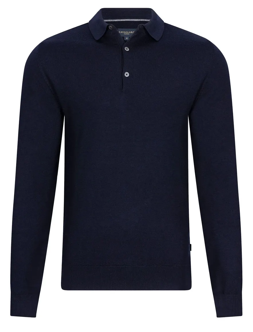 Cavallaro polo donkerblauw merinowol