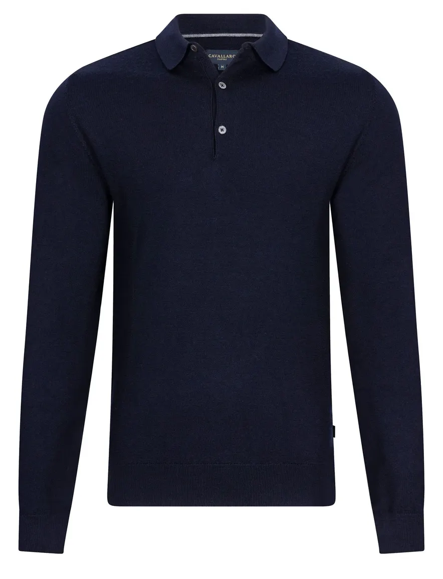 Cavallaro polo donkerblauw merinowol