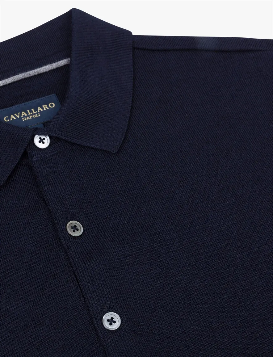Cavallaro polo donkerblauw merinowol