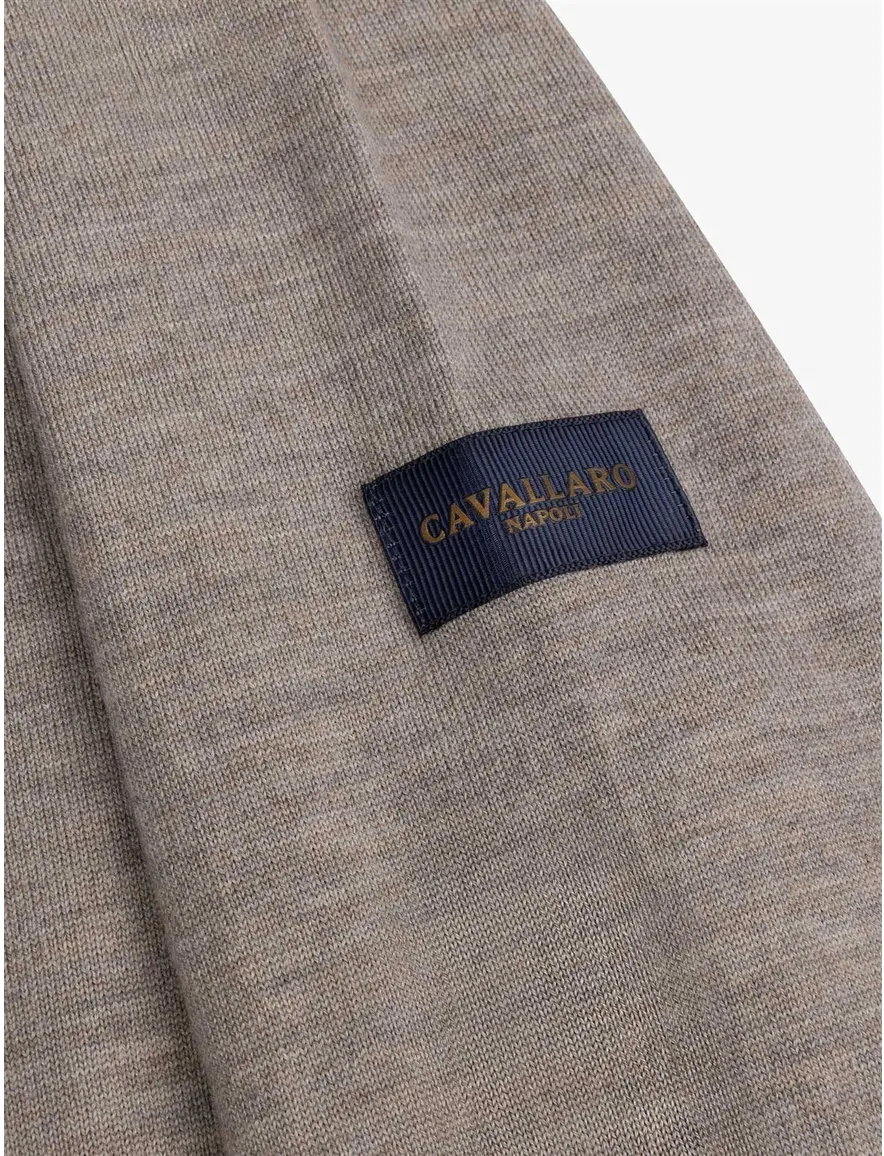 Cavallaro poloshirt beige gemeleerd merinowol