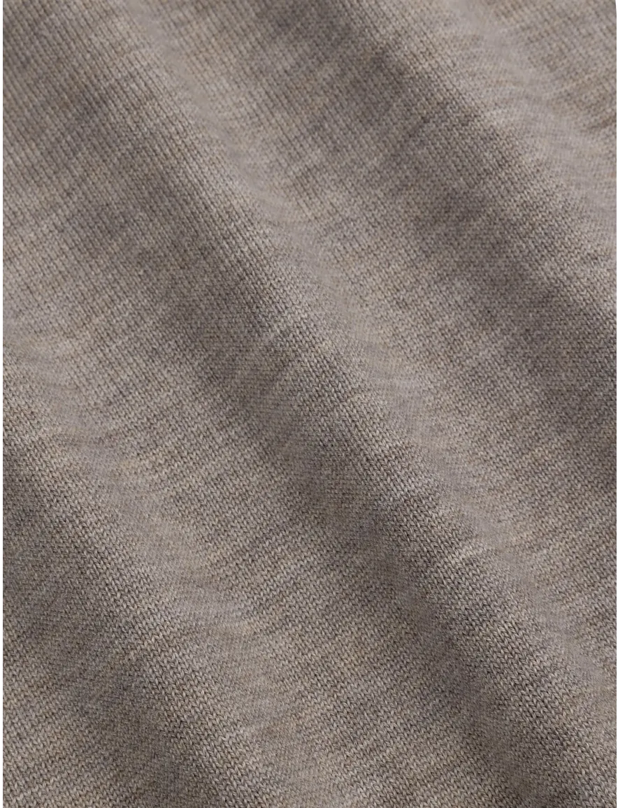 Cavallaro poloshirt beige gemeleerd merinowol