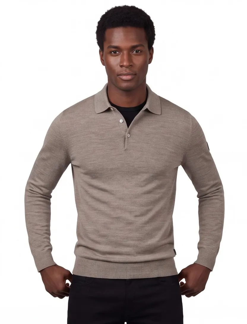 Poloshirt Cavallaro beige merinowol