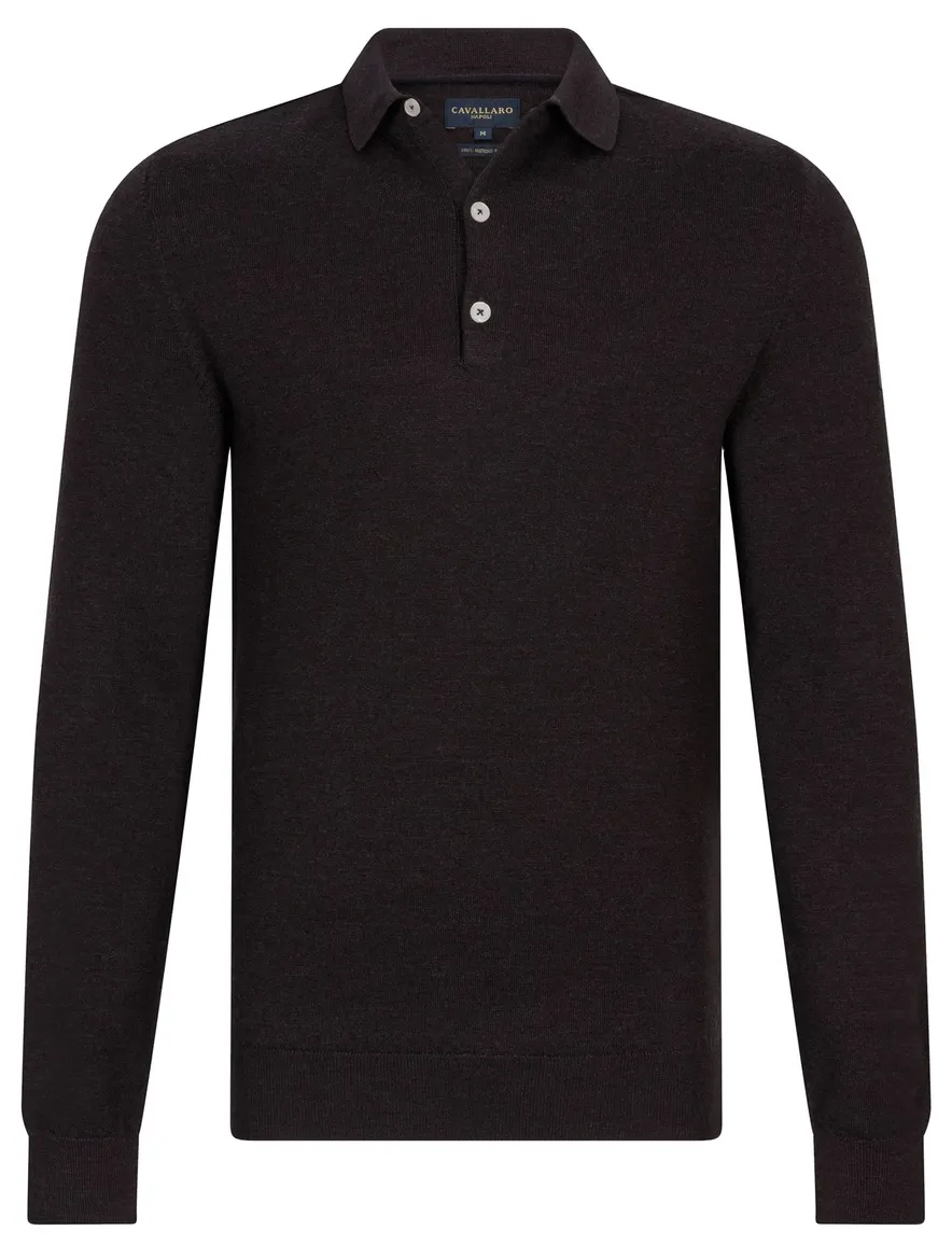 Cavallaro poloshirt bruin gebreid