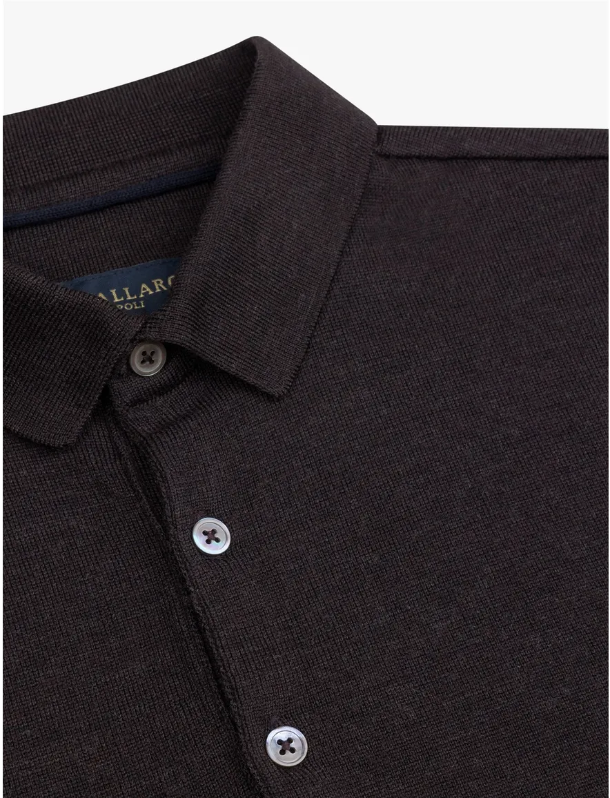 Cavallaro poloshirt bruin gebreid