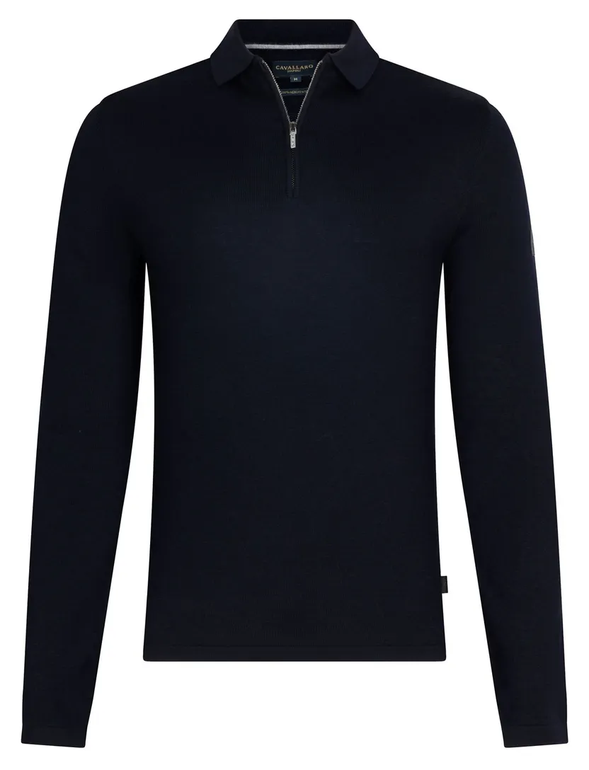 Poloshirt Cavallaro donkerblauw merinowol