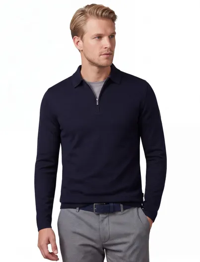 Cavallaro Cavallaro poloshirt donkerblauw merinowol