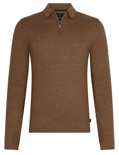 Cavallaro Cavallaro poloshirt bruin gemêleerd merinowol