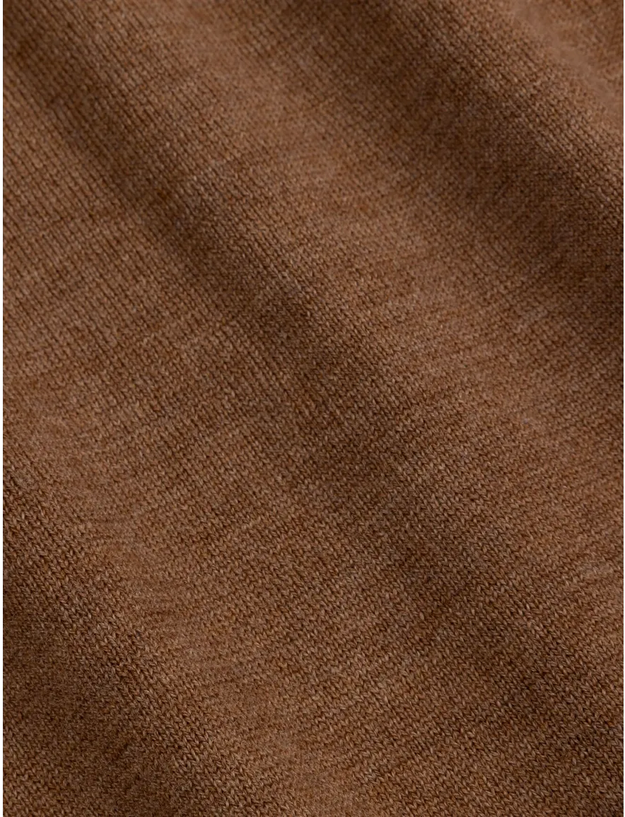 Cavallaro poloshirt bruin gemêleerd merinowol