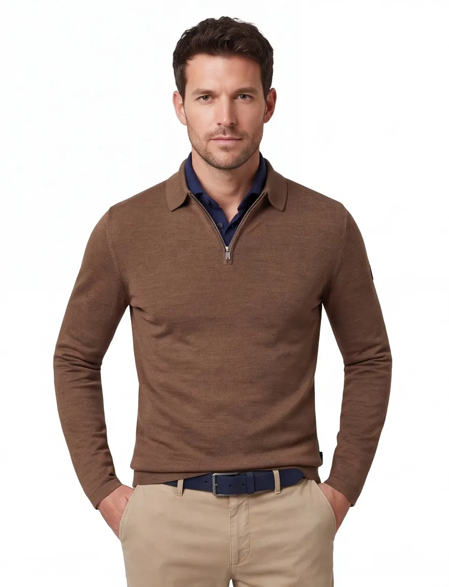 Poloshirt Cavallaro bruin 118265022-Camel
