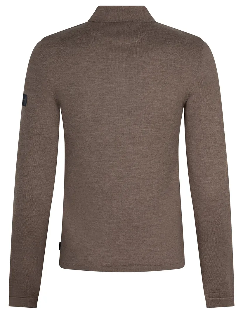 Poloshirt Cavallaro bruin merinowol met rits