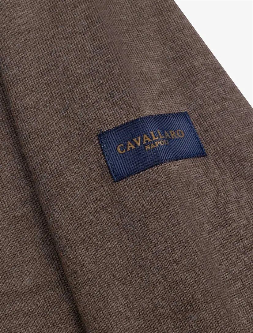 Poloshirt Cavallaro bruin merinowol met rits