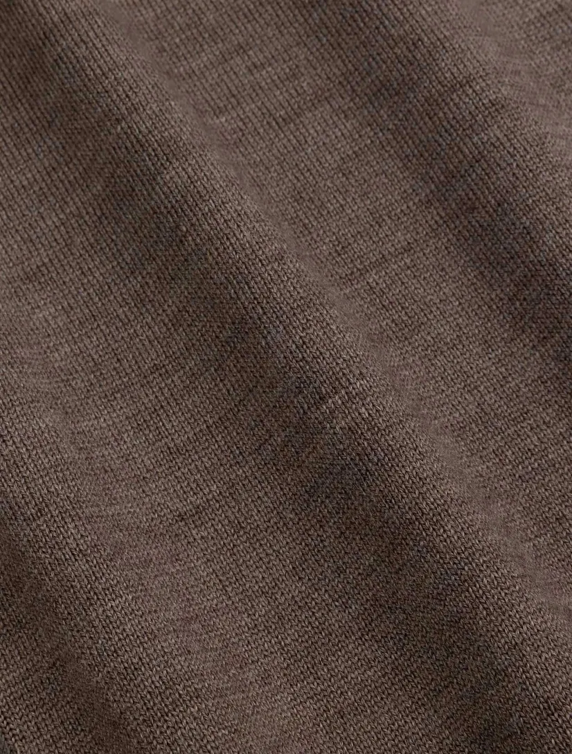 Poloshirt Cavallaro bruin merinowol met rits