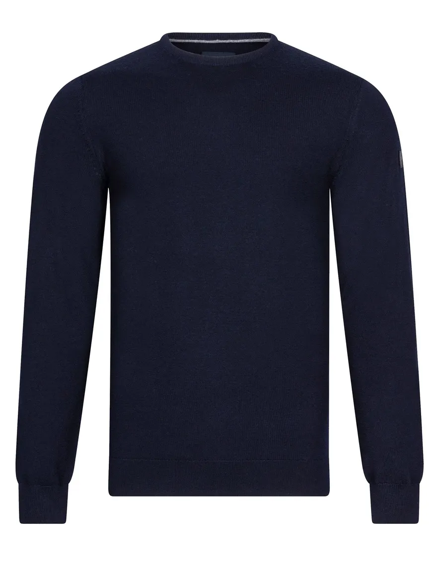 Cavallaro trui ronde hals donkerblauw merinowol