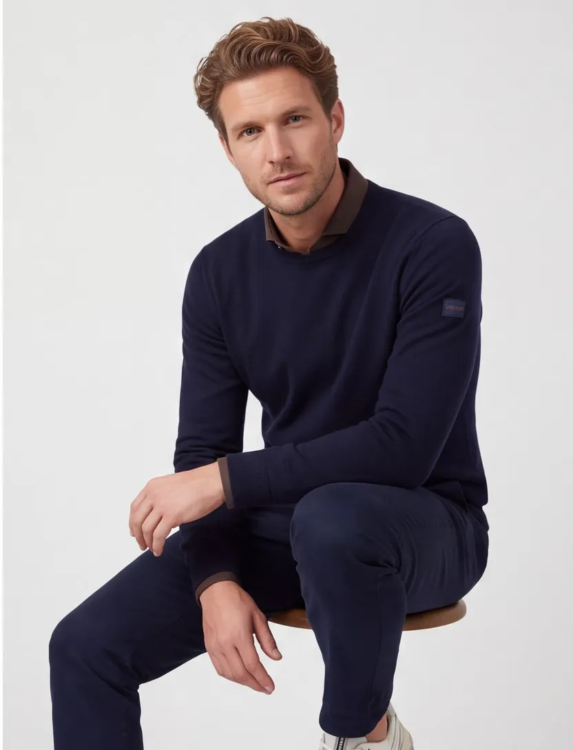 Trui Cavallaro donkerblauw merinowol