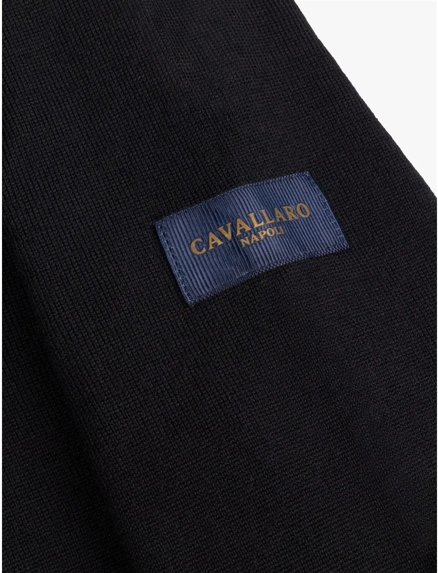 Cavallaro trui ronde hals donkerblauw merinowol