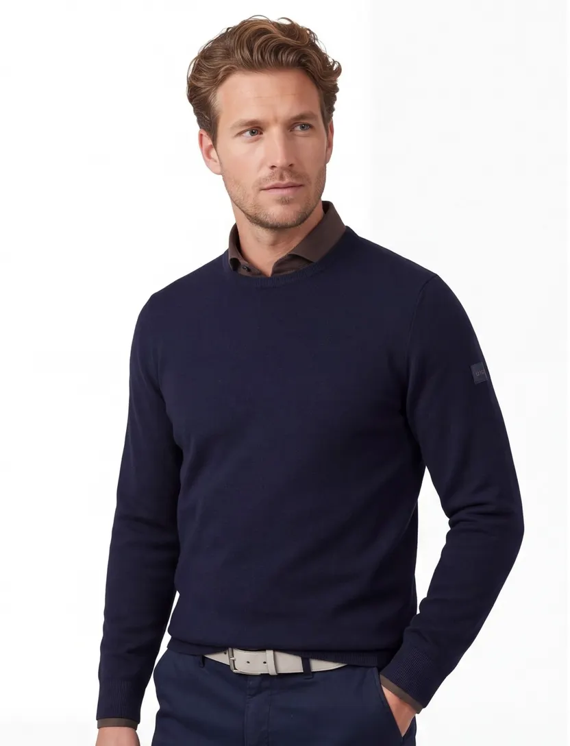 Trui Cavallaro donkerblauw merinowol