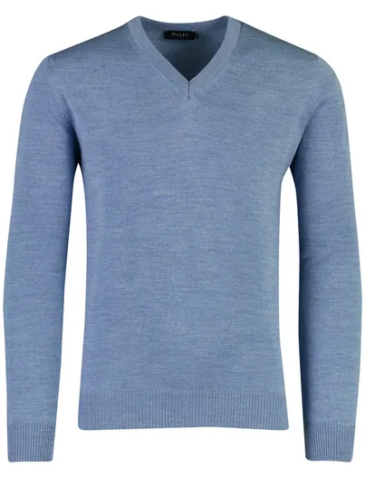 Maerz Trui Maerz v-hals blauw gemeleerd