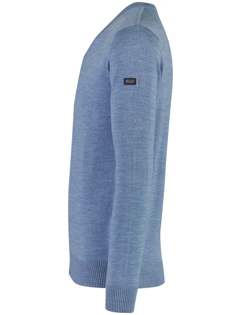 Trui Maerz v-hals blauw gemeleerd