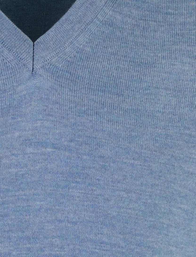 Trui Maerz v-hals blauw gemeleerd