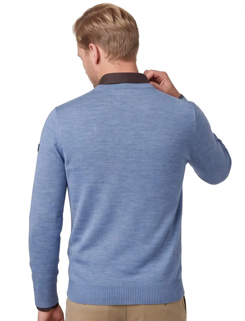 Trui Maerz v-hals blauw gemeleerd