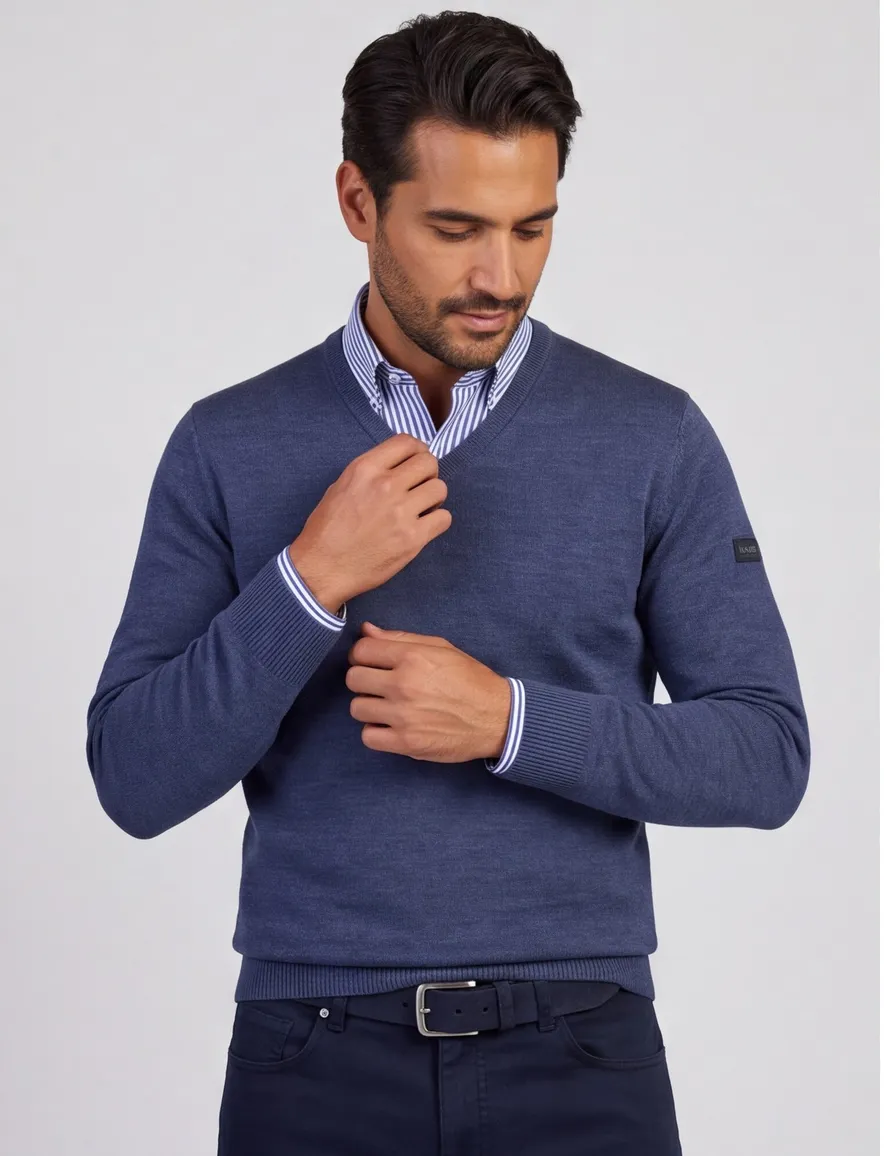 Trui Maerz blauw Bonneterie LM