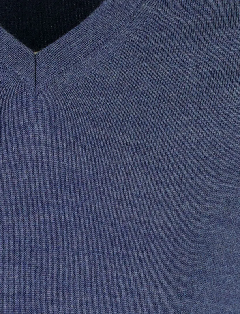 Trui Maerz blauw v-hals merinowol