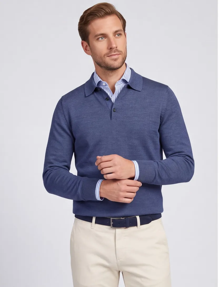 Poloshirt Maerz blauw gebreid