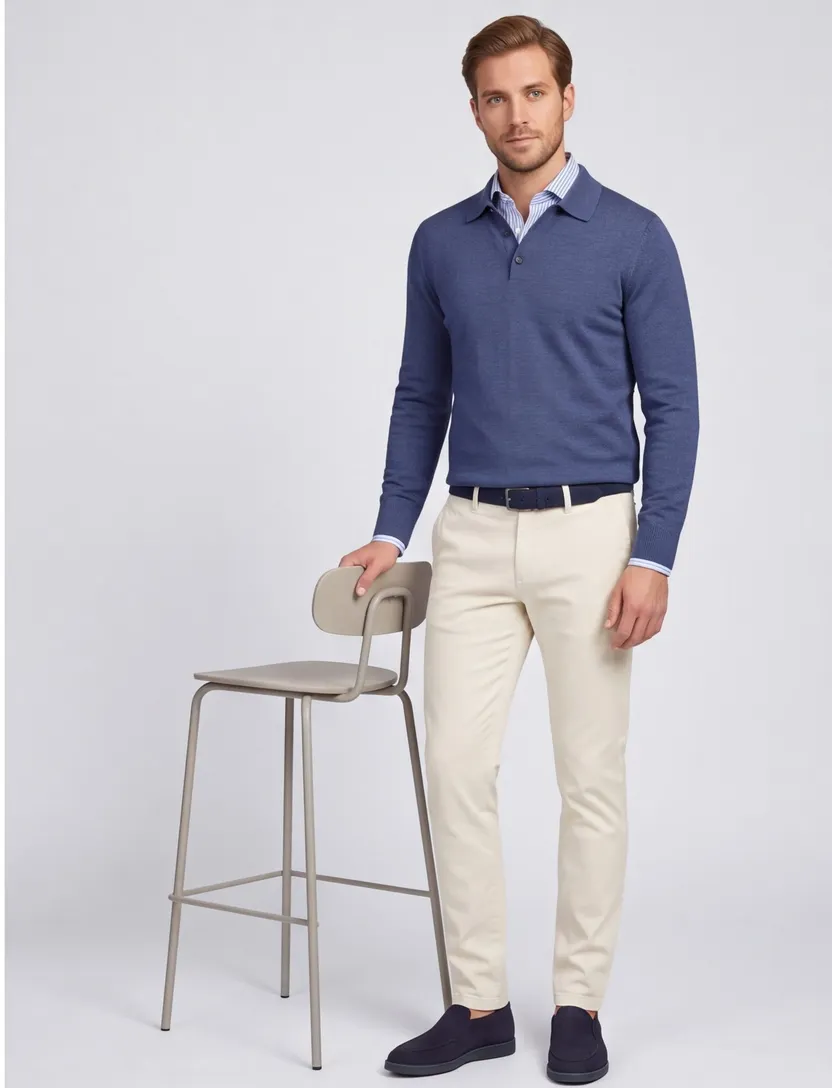 Poloshirt Maerz blauw gebreid