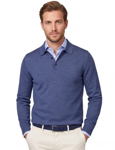 Maerz Maerz gemeleerd poloshirt blauw