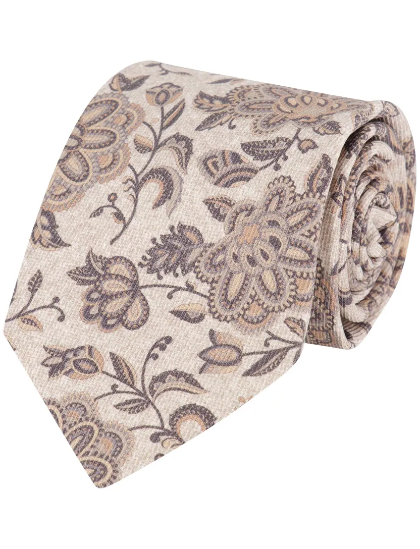 Stropdassen Profuomo beige geprint