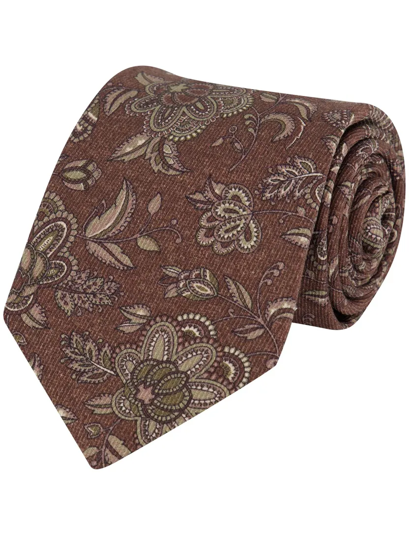 Stropdas Profuomo bruin geprint
