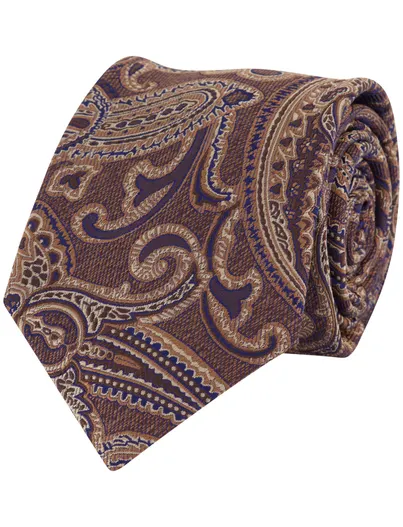 Profuomo Stropdassen Profuomo bruin geprint 100% zijde