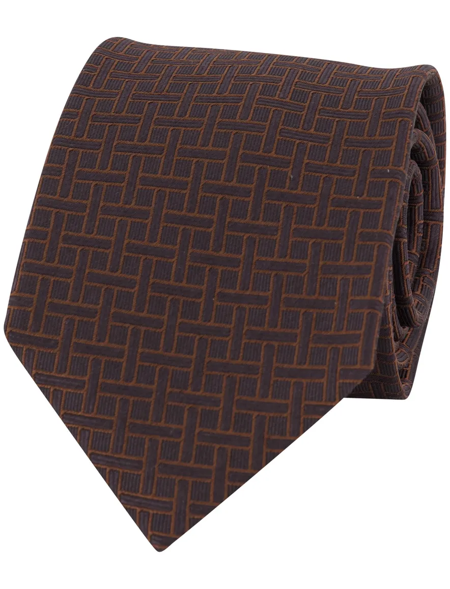 Profuomo stropdas bruin donkerblauw geprint