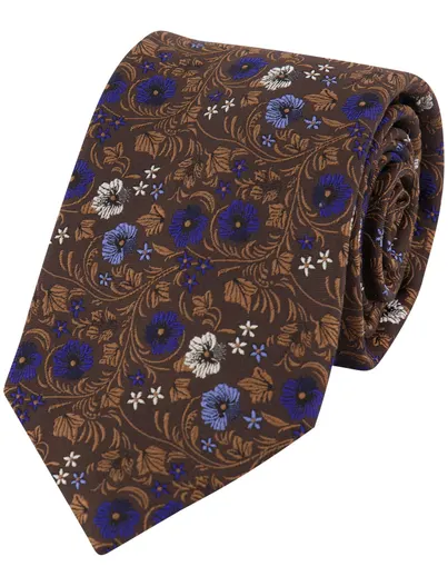 Profuomo Stropdas Profuomo bruin blauw