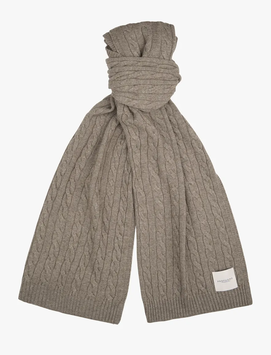 Profuomo sjaal bruin kabelknit