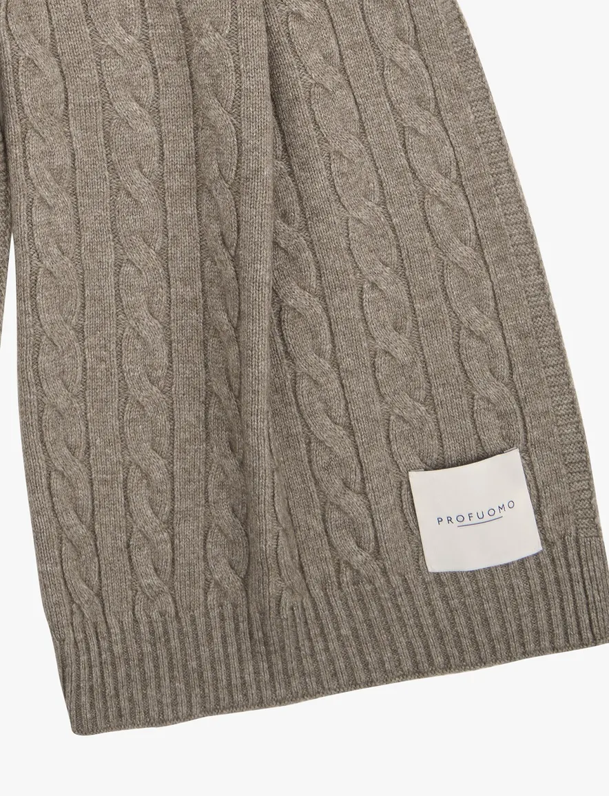 Profuomo sjaal bruin kabelknit