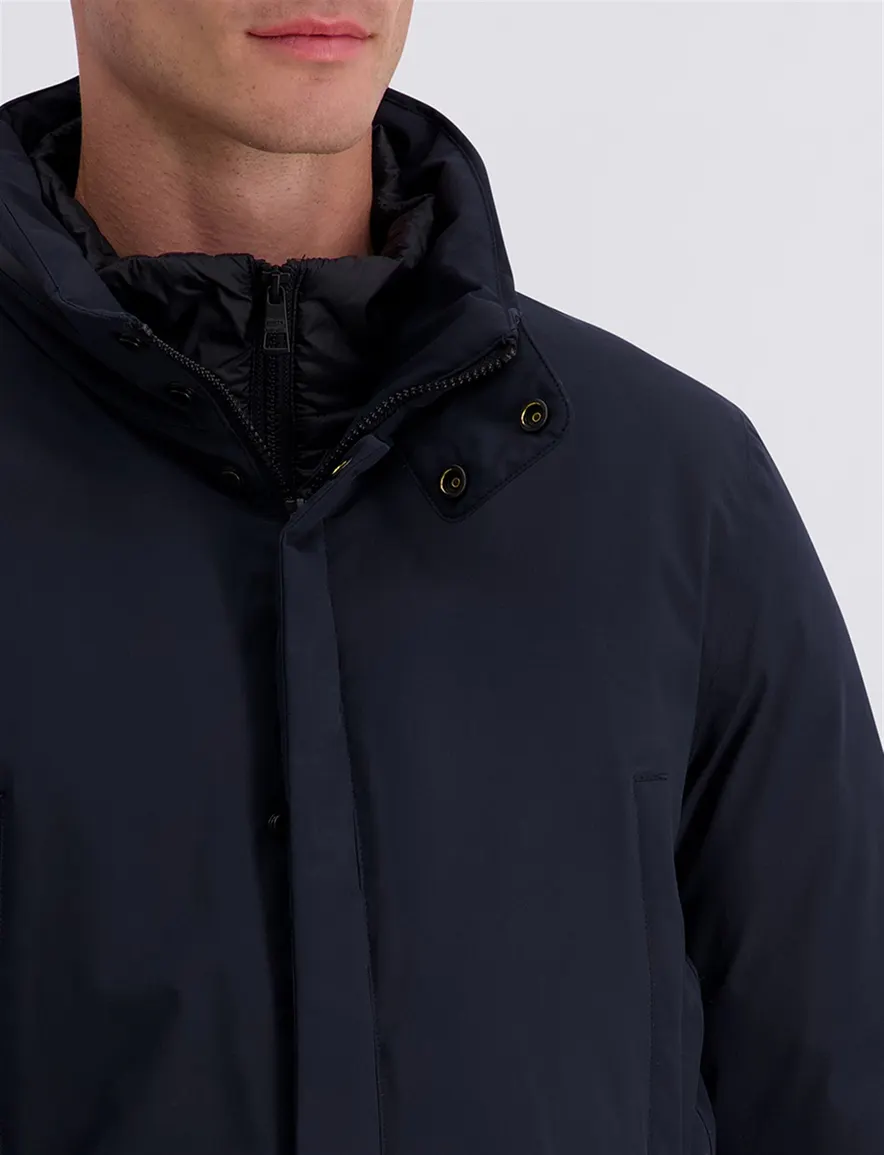 Pierre Cardin donkerblauwe parka met borstzak