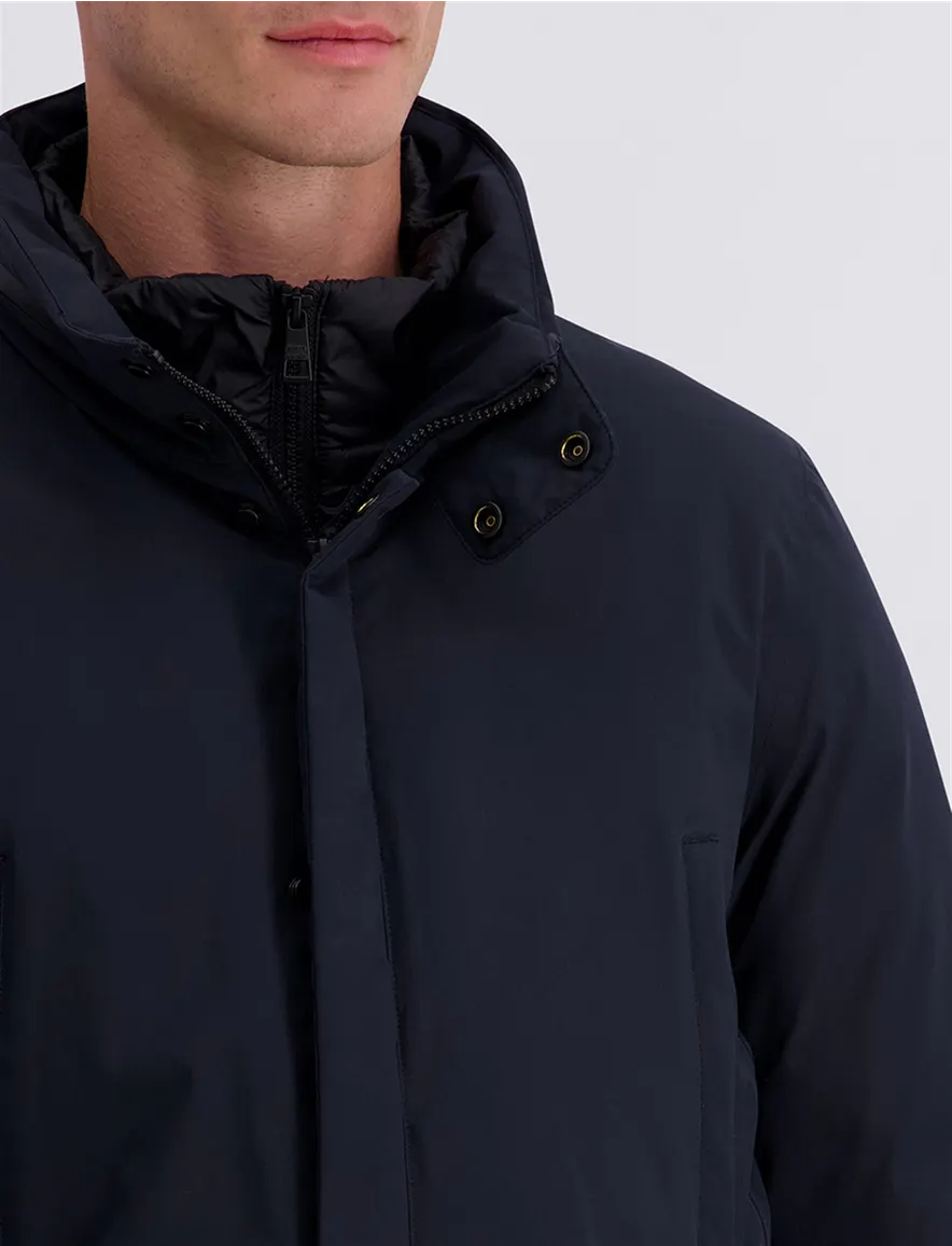 Pierre Cardin donkerblauwe parka met borstzak