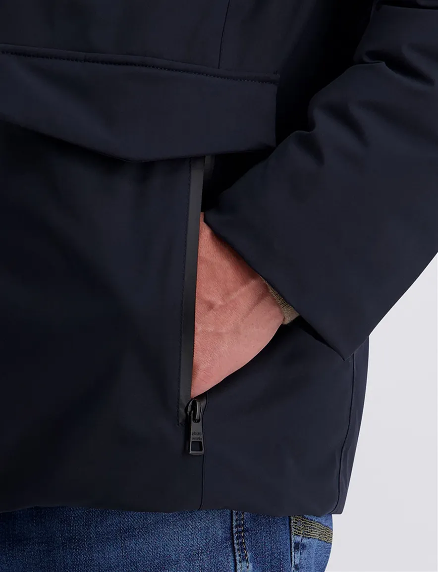 Pierre Cardin donkerblauwe parka met borstzak