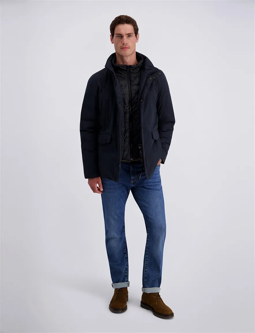 Pierre Cardin donkerblauwe parka met borstzak