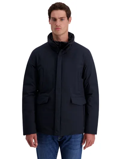 Pierre Cardin Pierre Cardin donkerblauwe parka met borstzak