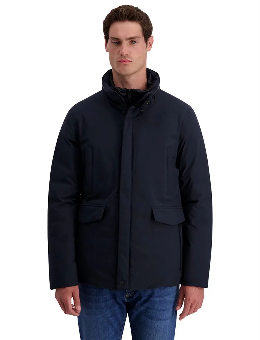 Pierre Cardin donkerblauwe parka met borstzak