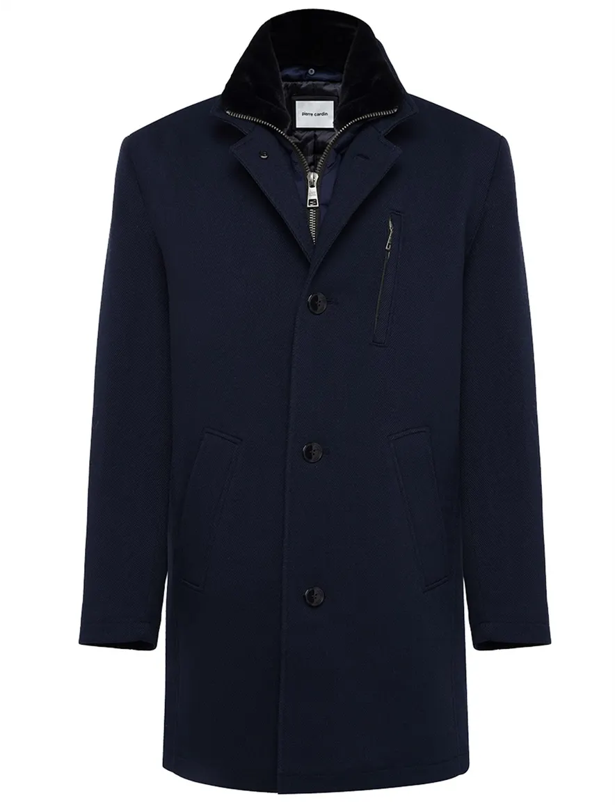 Pierre Cardin overjas donkerblauw effen